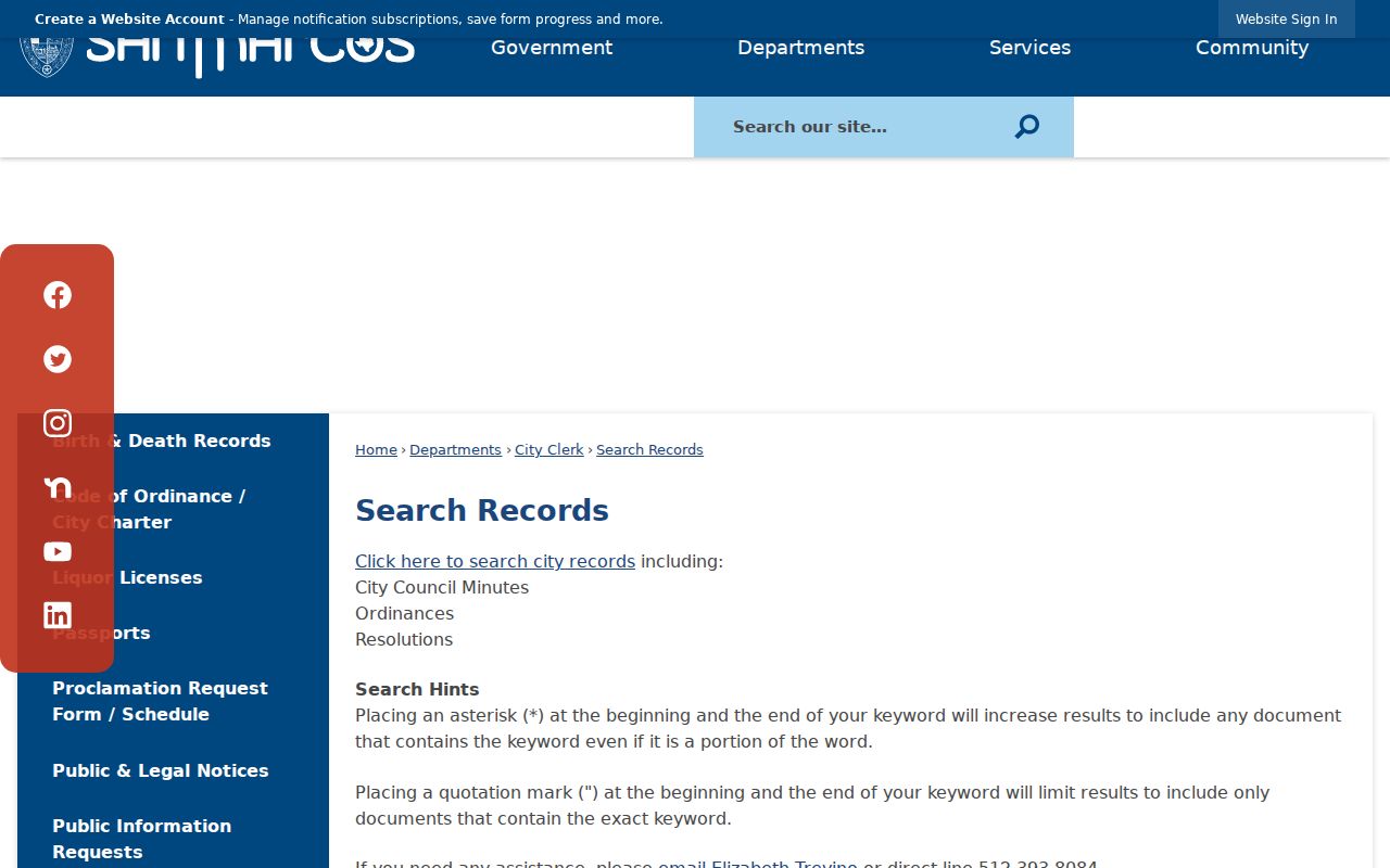 San Marcos residents directory city records search