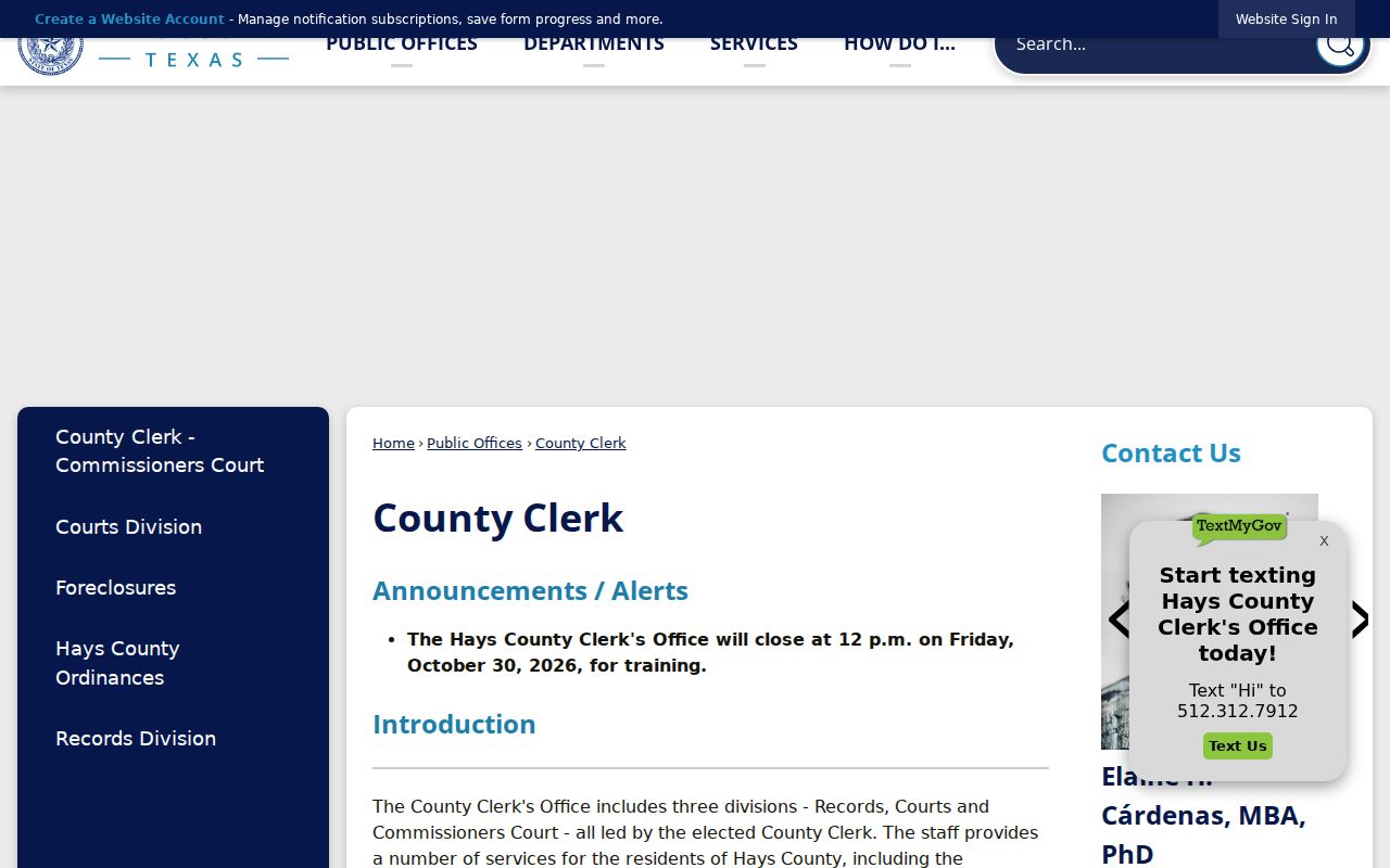 San Marcos residents directory Hays County Clerk records office