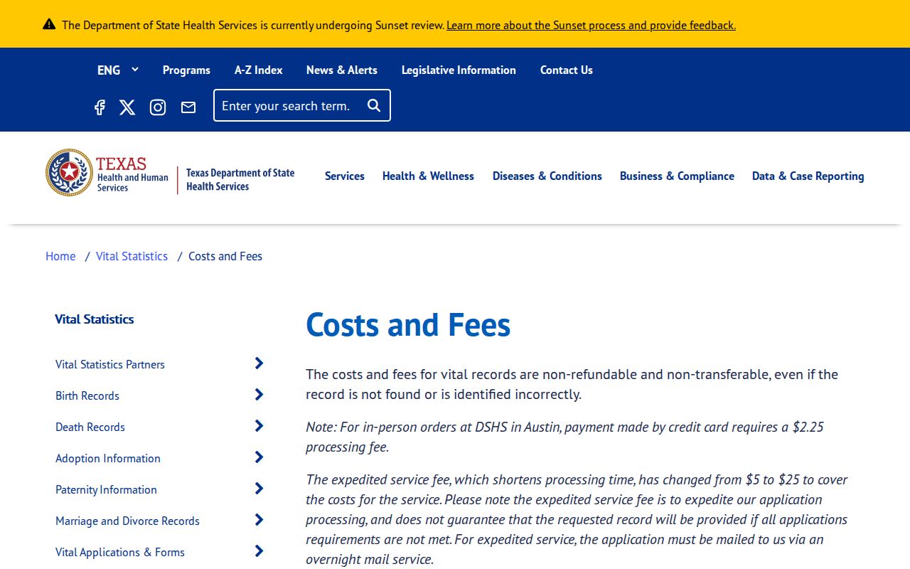 San Marcos residents directory Texas vital records fees